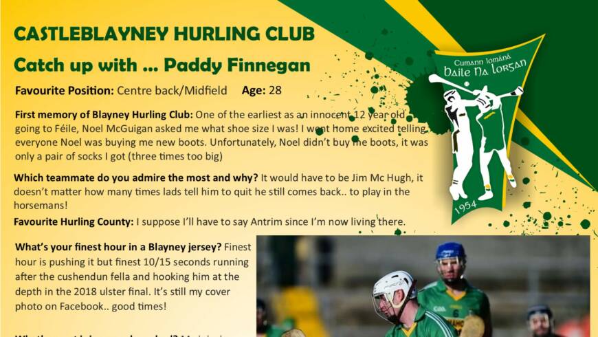 Catch up with Paddy Finnegan