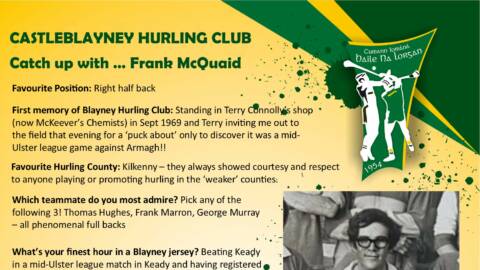 Catch up with Frank McQuaid