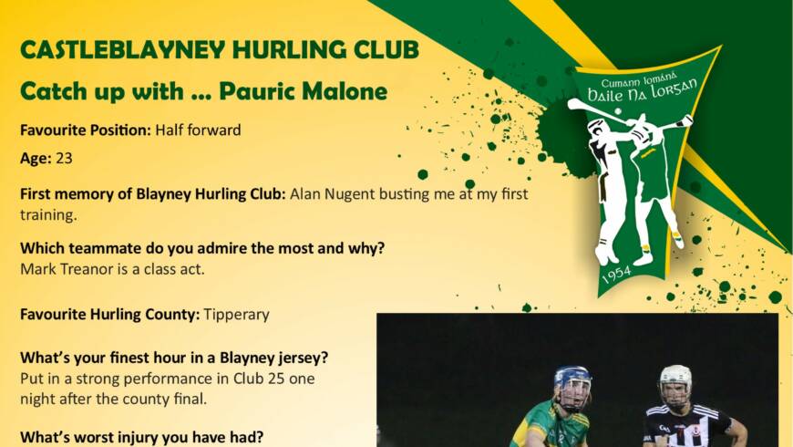 Catch up with Pauric Malone